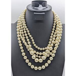 J. Crew Always Classic Timeless Five Strand  Faux Pearl 19" Necklace
